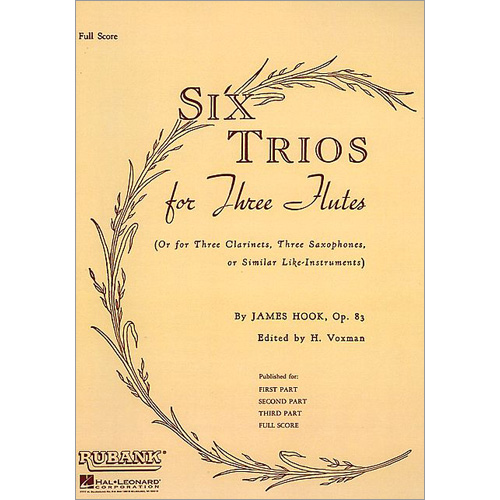 3本のフルートのための6つの3重奏曲 Op. 83：ジェームス・フック / H・ヴォックスマン [フルート3重奏]