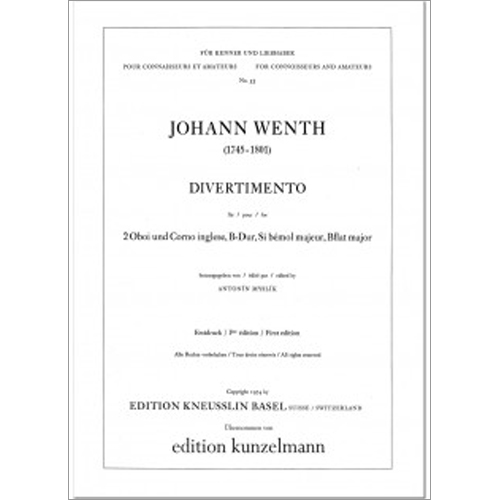 ディヴェルティメント変ロ長調 2本のオーボエとイングリッシュホルンのための：ヨハン・ヴェント / アントニン・ミスリク [ダブルリード3重奏]